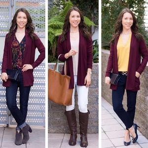 Hippie Rose Wine Cardigan with Pockets